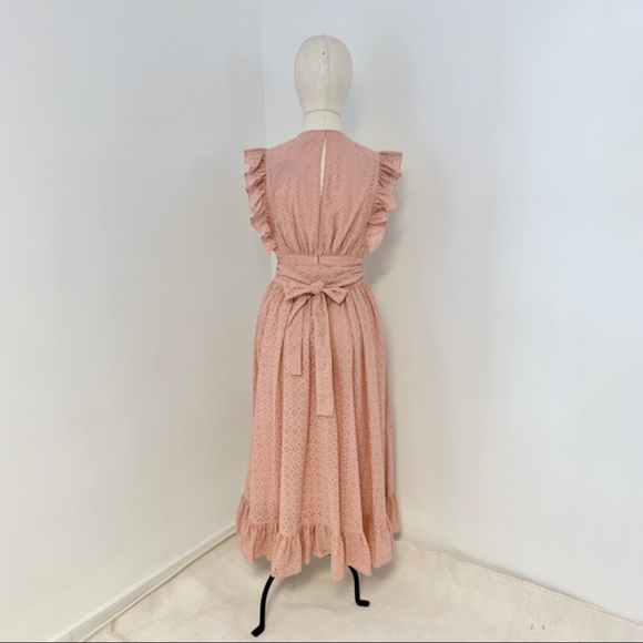 Robert Rodriguez 4 Prairie Lace Eyelet Maxi Dress Peach Pink Nude - Picture 5 of 9